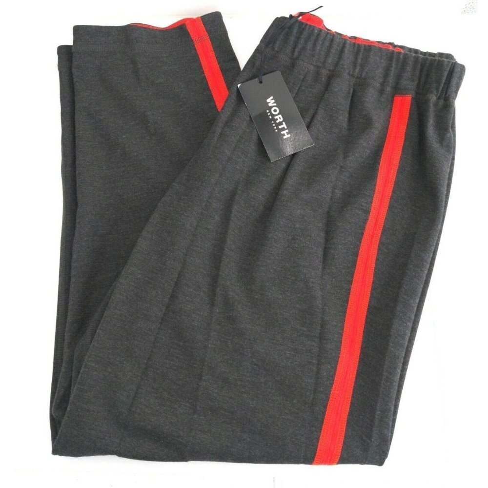 Worth‎ New York Reversible Anderson Pant Womens L Gray Red Elastic Waist New
